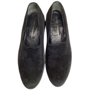 VINTAGE Robert Clergerie Suede Slip On Flats Black Platform Loafers 7.5